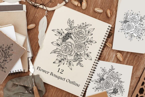 12 Flower Bouquet Outline Decoration