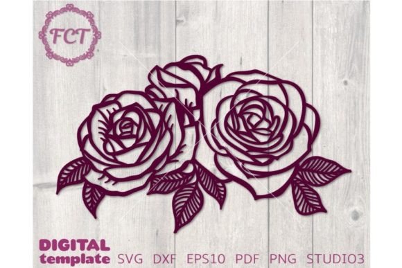 Bouquet of Rose Flowers SVG Template