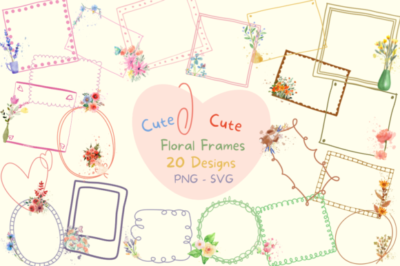Cute Floral Watercolor Frame Collection