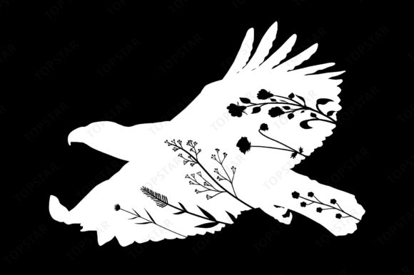 Eagle Clipart Bird Floral Silhouette Art