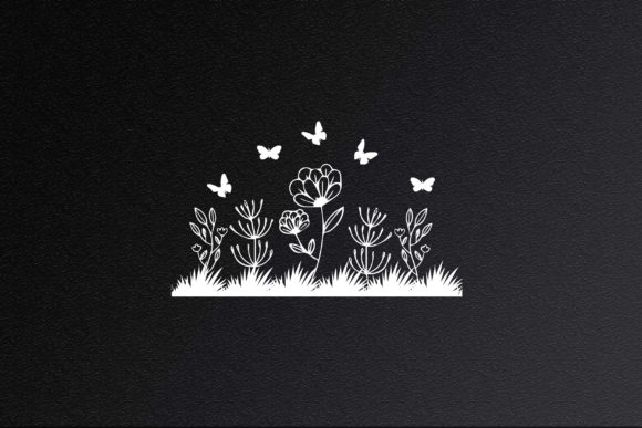 Floral Garden Nice Grass with Butterfly