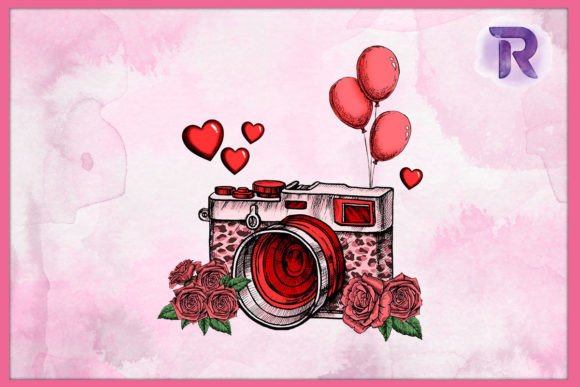 Floral Heart Pink Leopard Camera