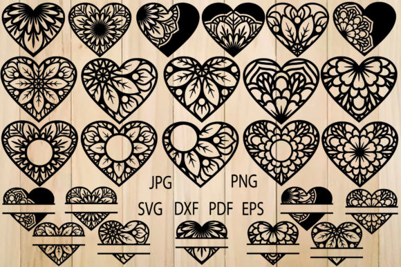Floral Mandala Heart Templates