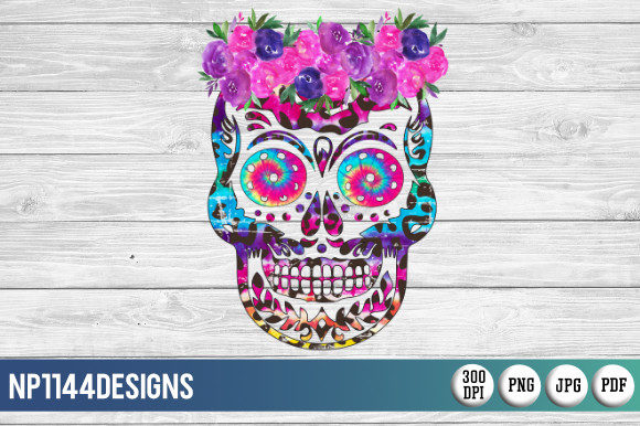 Floral Neon Leopard Sugar Skull