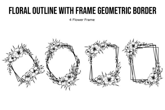 Floral Outline with Frame Geometric