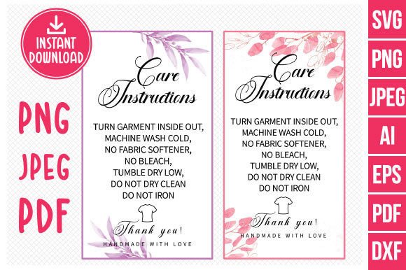 Floral Tshirt Care Cards PNG
