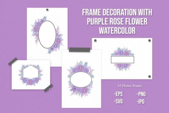 Frame Decoration with Purple Rose Set