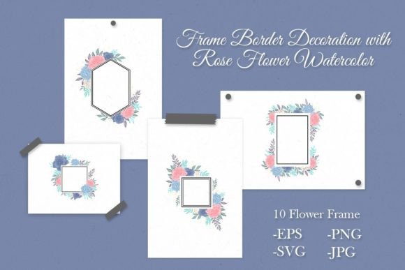 Frame Decoration with Rose Watercolor