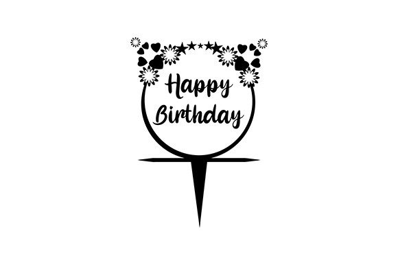 Happy Birthday Floral Cake Topper