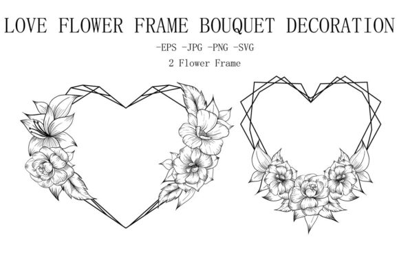 Love Frame Outline Flower Decoration