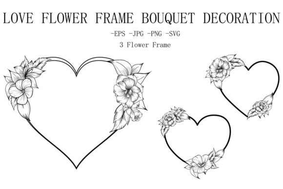 Outline Flower Frame Love Decoration