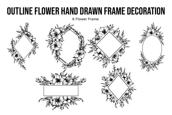 Outline Flower Hand Drawn Frame Border