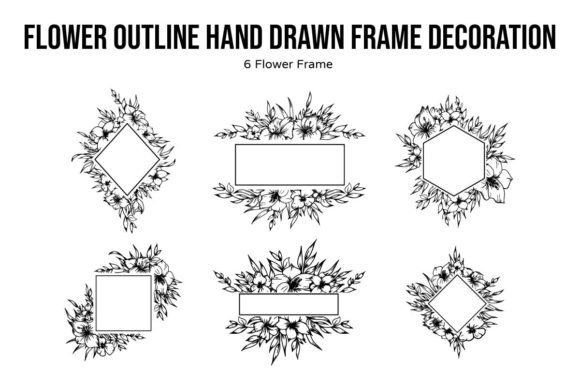 Outline Flower with Geometric Frame Set