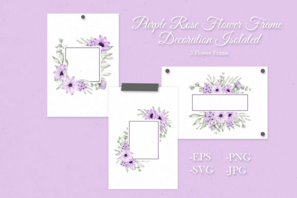Purple Flower Watercolor Frame Isolated