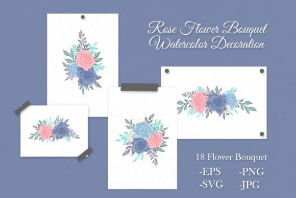 Rose Flower Bouquet Watercolor Isolated