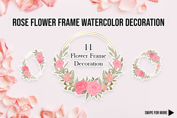 Rose Flower Watercolor Frame Decoration