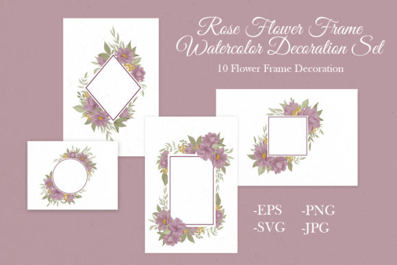 Rose Watercolor Frame Decoration Set