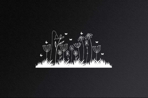 Small Floral Garden with Grass Butterfly