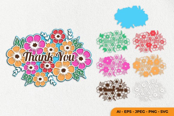 Thankyou with Floral Layered Papercut