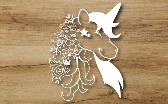 Unicorn Floral Papercut Template
